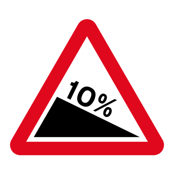 Steep Hill Downwards Warning Sign