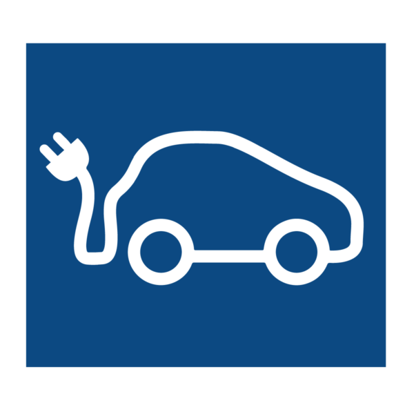 Electric Car Symbol A Blue Rectangle