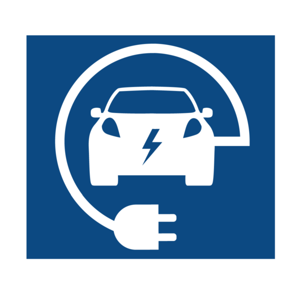 Electric Car Symbol B Blue Rectangle