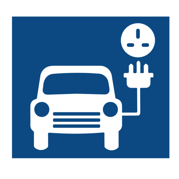Electric Car Symbol C Blue Rectangle