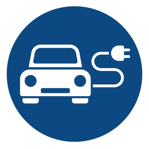 Electric Car Symbol F Blue Circle