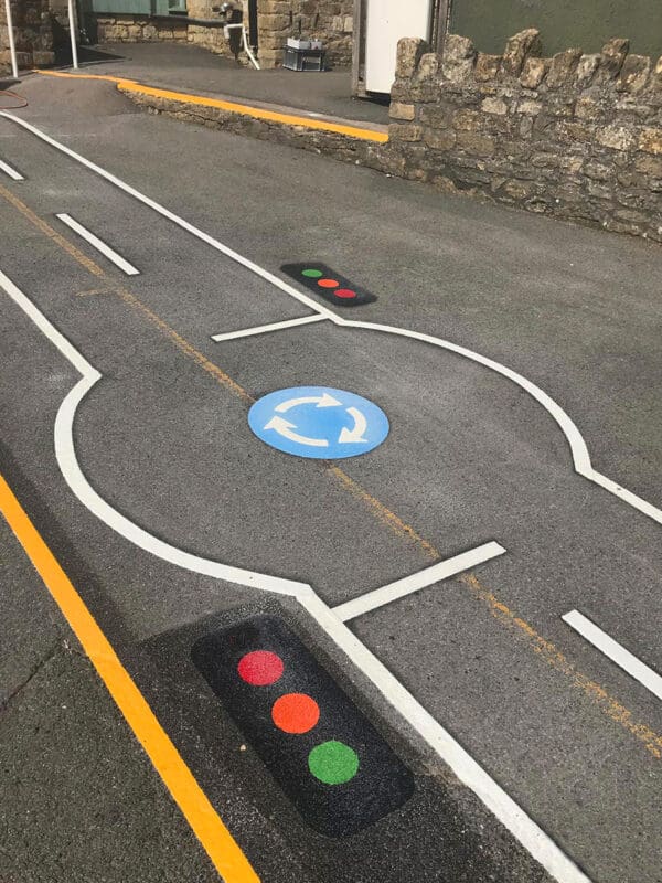 Roundabout-Sign-Playground-Marking